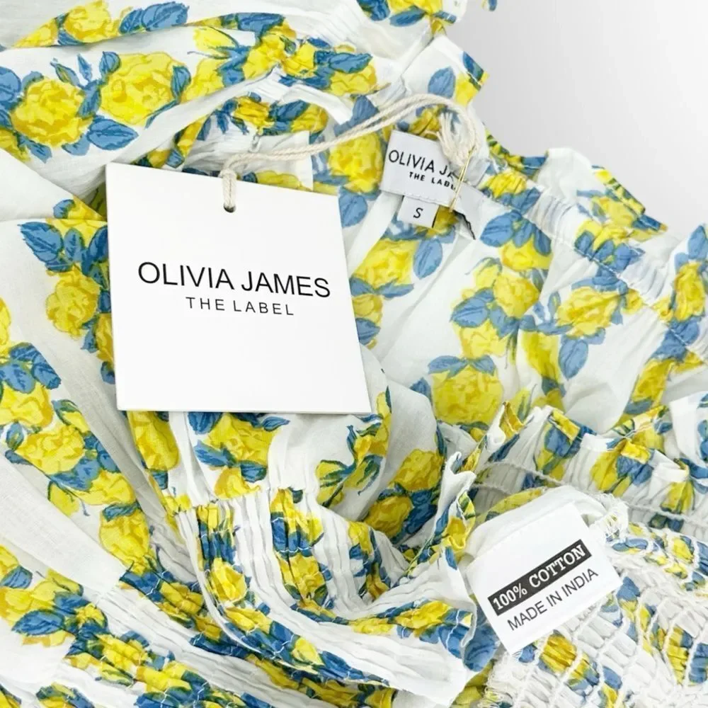 Olivia James Gia Top NWT Provence Stripe- blue and yellow on white cotton-size S - Picture 4 of 7